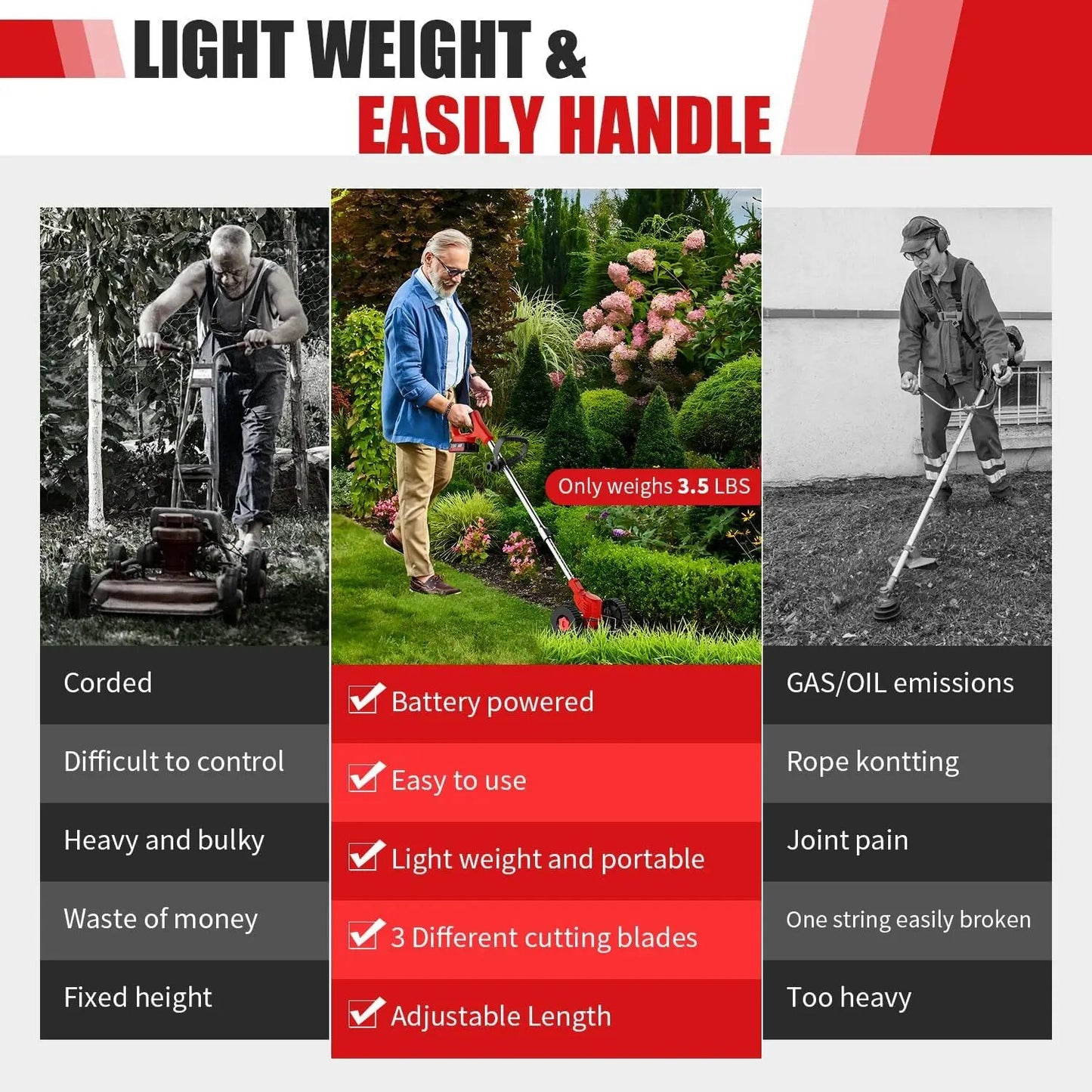 3-in-1 Cordless Grass Trimmer